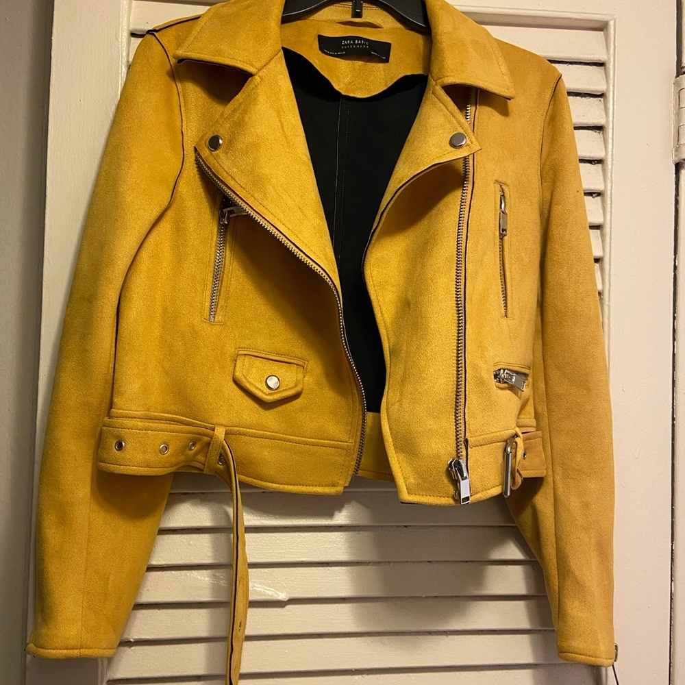 ZARA Outerwear Faux Suede Jacket - Mustard